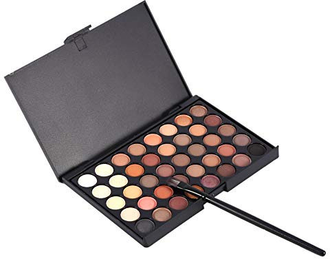 Tavolozza di ombretti 40 colori con set di pennelli, ombretti lucidi opachi Palette di trucco Polvere colorata altamente pigmentata resistente all'acqua(#1)