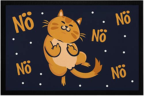 MoonWorks® Fußmatte Katze mit Spruch Nö Mittelfinger Fuck You luetige Türmatte rutschfest & waschbar schwarz 60x40cm