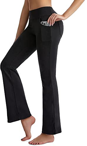 CAMBIVO Pantaloni Yoga Donna Lunghi, Pantaloni A Zampa, Bootcut Pantaloni Vita Alta per Il Tempo Libero, Pantaloni Sportivi A Gamba Dritta con Tasche per Yoga, Fitness, Casual