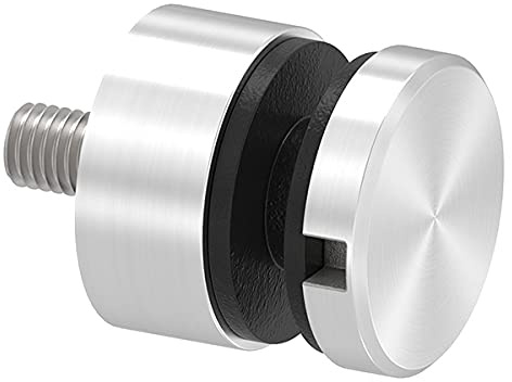 FeNau - Glas-Punkthalter Ø 30 mm, für Glas-Bohrung: min. 16 mm, Material: V4A, Anschluss: flach, Klemmbereich: 6,5-16 mm, inkl. Gummi - für Innen & Außen