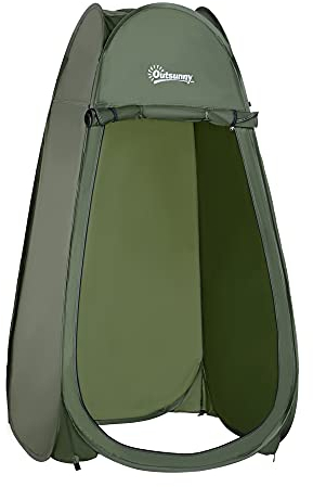 Outsunny Tienda de Ducha Camping Desplegable Pop Up Tienda de Privacidad al Aire Libre con Protección UV y Techo Impermeable 100x100x185 cm Verde