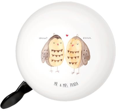 Mr. & Mrs. Panda XL Fahrradklingel Eulen Liebe - Geschenk, Laut, Liebe Spruch, Lenker, Freundin Geschenk, Liebesgeschenk, fahrradklingel groß,