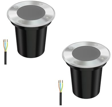 ledscom.de 2 Stück Bodeneinbauleuchte BOLI für außen, IP67, edelstahl, rund, 108mm Ø, 1x GU10 max. 15W, gefrostet