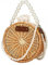 Buric Crossbody-Tasche für Damen, Stroh-Geldbörse, leicht, modisch, mit Perlen, Retro-Stroh, Sommerkorb, Geldbörse, Rund, Einheitsgröße