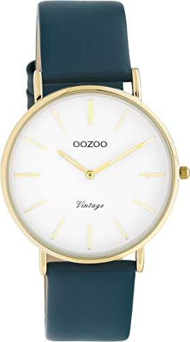 Oozoo Vintage Damen Uhr - Armbanduhr Damen mit 18mm Lederarmband - Analog Damenuhr in rund C20229