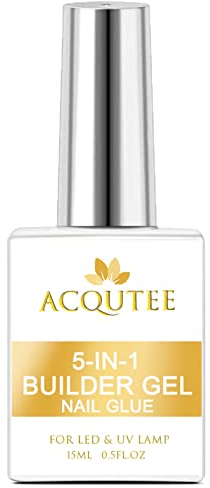 ACQUTEE 15ml Builder Gel Colles pour Ongles 5 en 1 Base Gel Pour Pose Américaine Ongles Capsules, Nail Extend Durcissement, Nail Glue en Résine