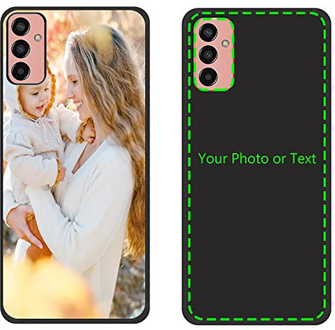 CXKJ Black Personalised Photo Phone Case for Samsung Galaxy M13 (6.60 inch),Design Your Own Photo Image,Text Phone Case,Silicone Bumper Slim Soft TPU Cover Case,Personalised Case