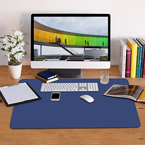 Paramount City wasserdichte Schreibtischunterlage, Büro-Laptop-Schreibtischunterlage, Schreibtischunterlage-Schutz aus PU-Leder Schreibtisch-Schreibblock(Dunkelblau,90 x 45 cm)