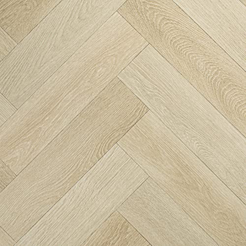 Goliath 450 Vinyl Flooring 4.5mm Extra Thick Lino for Bathroom Kitchen Hall (Ancares Herringbone Beige, 5.5m x 4m)