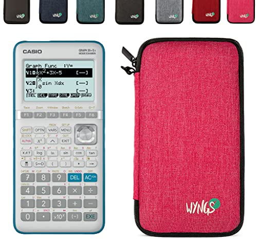 Casio Graph 35+E II avec Housse de Protection WYNGS Incluse Rose - Calculatrice Graphique - Pack de Base