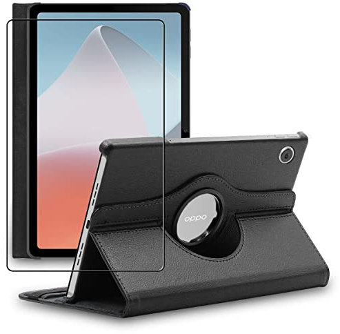 ebestStar - Coque pour Oppo Pad Air, Etui Rotatif 360, Housse Protection PU Cuir, Noir + Verre Trempé