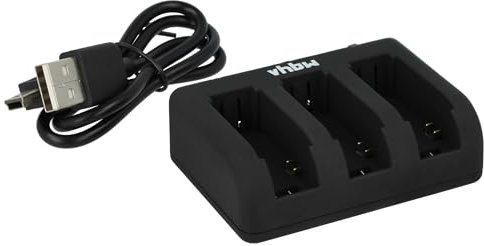 vhbw Ladegerät kompatibel mit GoPro HD Hero 4 Black Edition Music Kamera Camcorder/Akku - Ladeschale Dreifach, Ladestandsanzeige