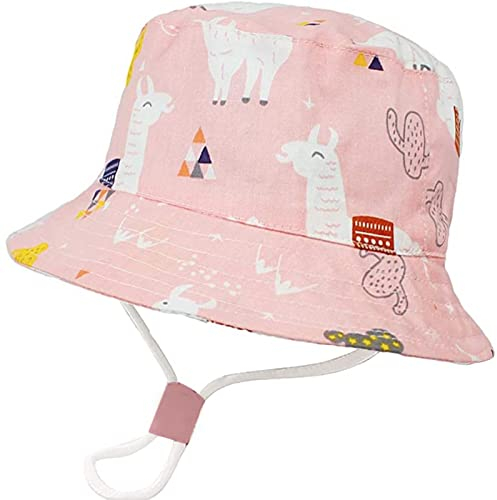 XYIYI Unisex Baby Kleinkind Rosa Alpaka Sonnenhut Kinder für 4-8 Jahre Jungen Mädchen mit Breite Krempe