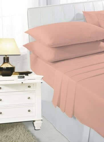 Fitted Sheet | Luxury Easy Care Polycotton Bed Sheet | Mattress Cover Non Iron, soft fabric, 26 Colours (Peach K)