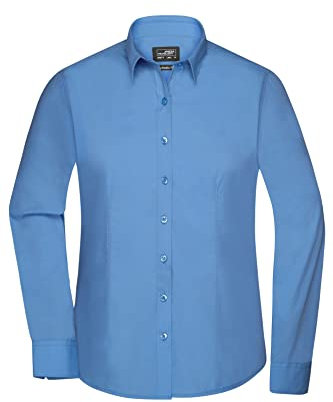 James & Nicholson Damenbluse Poplin Langarm - Taillierte Bluse in pflegeleichtem Materialmix | Farbe: aqua | Grösse: L