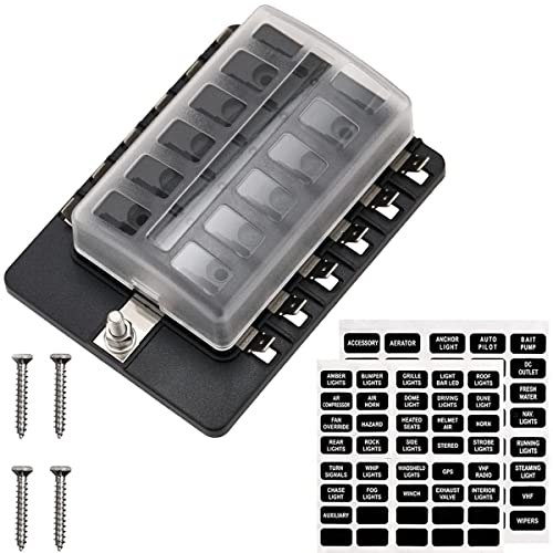 Greluma 1 Stück 12-Wege DC 12-24V Flachsicherungskastenhalter Sicherungsblock mit LED-Anzeige Schutzabdeckung für Auto, Auto, Boot, Marine, Trike