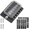 Greluma 1 Stück 12-Wege DC 12-24V Flachsicherungskastenhalter Sicherungsblock mit LED-Anzeige Schutzabdeckung für Auto, Auto, Boot, Marine, Trike