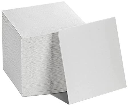 SUZZYVINE Cocktail Servietten Einweg-Getränke-Servietten, leinenähnlich, quadratische Servietten, Party oder Hochzeit, 20 x 20cm (100 Stück, weiß)