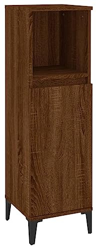 vidaXL Badschrank, Schrank für Badezimmer, Badezimmerschrank mit viel Stauraum, Hochschrank Badezimmer Schrank Metallfüße, Braun Eichen Optik Holzwerkstoff