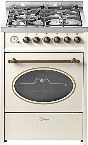 GURARI 614 CR Cuisinière sur pied 60 cm Gaz naturel Fl.Gas 4 Kw WOK, Barbecue à gaz, Range Cooker, Tiroir avec poussette, Contrôle du gaz, tournebroche. Gaz naturel, gaz propane