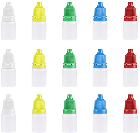 SULIUDAJI 15 PCS Flacons Compte-gouttes En Plastique Souple, 5ML Blanc TranslucideSouple Bouteilles En Plastique, Portable