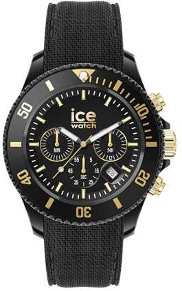 Ice-Watch - ICE chrono Black gold - Schwarze Herrenuhr mit Plastikarmband - 021602 (Medium)