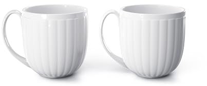 Georg Jensen Bernadotte Porzellantasse in Weiß – spülmaschinenfeste strukturierte Tee- und Kaffeetassen – entworfen von Sigvard Bernadotte – 2er-Pack