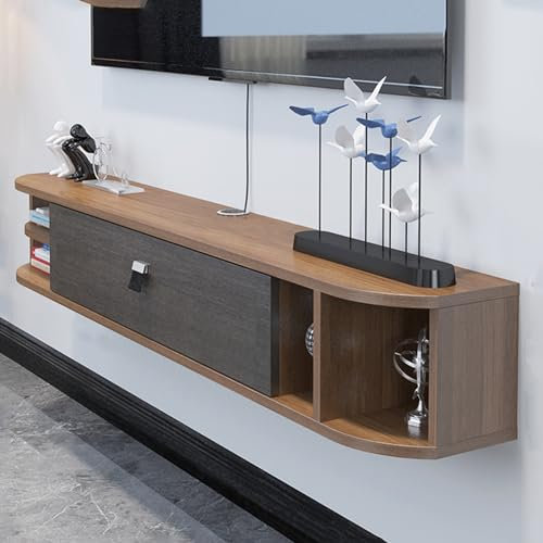 XRRJFYH Floating TV Cabinet TV Stand Entertainment Center Wall Mounted TV Console TV Table Media Console TV Stands for Living Room (Color : Brown, Size : 120cm/47in)
