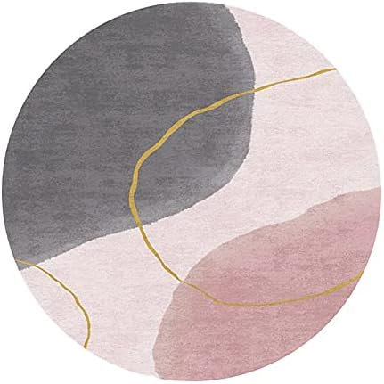 Tapis Ronds Modernes Rose Gris 80 Cm 100 Cm 120 Cm 140 Cm 160 Cm 200 Cm Tapis Circulaire pour Salon Chambre Grand Petit Tapis De Chaise D'ordinateur Tapis De Sol Antidérapants Lavables,Diamètre 20