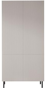 Mirjan24 Kleiderschrank Arypot 4D mit Kleiderstange (Cashmere) | Griffloser Drehtürenschrank mit gefrästen MDF-Fronten, Push-to-open-System und schwarzen Metallfüßen, B/H/T: 90/185/52 cm
