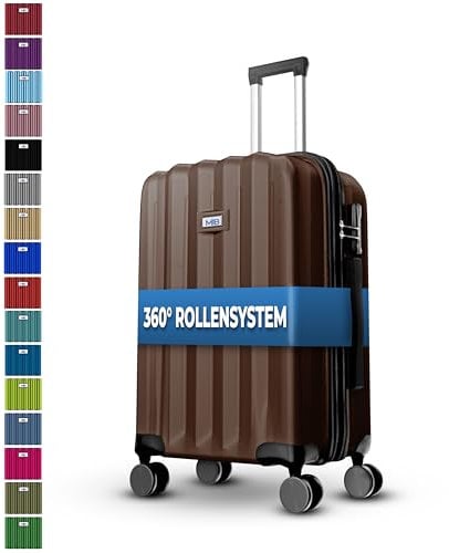 MY TRAVEL BAG Hartschalen-Koffer Trolley ABS Reisekoffer 4 Zwillingsrollen (Handgepäck-Mittel-Groß-Set) + 5cm Dehnungsfuge (Coffee, 3er Set)