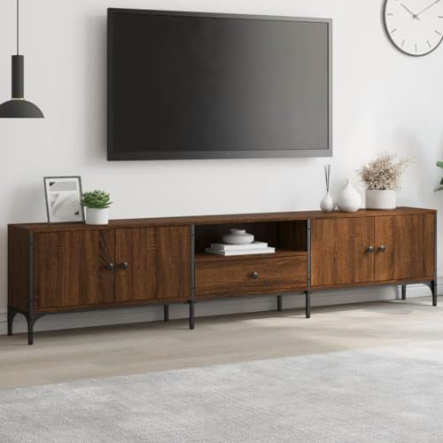 CIADAZ 838992 TV-Schrank, Schublade, Holz, technische Eiche, Braun, 200 x 25 x 44 cm, TV-Tisch, Wohnzimmermöbel, Wohnzimmermöbel, TV-Tisch