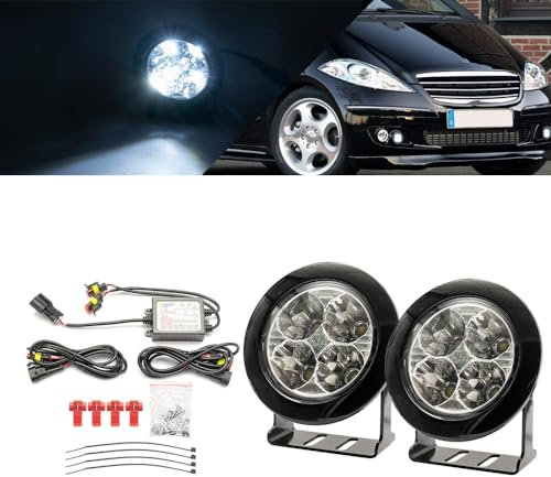 NSLUMO LED DRL Tagfahrlicht für Mercedes Ben.z A-Klasse W168 W169 1997–2012,Frontstoßstange Tageslichtreflektoren DLR-Lauflicht 2 LED-Standlicht mit klarer Linse