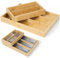Dreamhigh® Cuberteros para Cajon Cocina de Bambú, Organizador Cubiertos con 6 Compartimentos, Bandeja Cubiertos Cajon para sostener cucharas y tenedores, natural - 30 x 21 x 6,8 cm