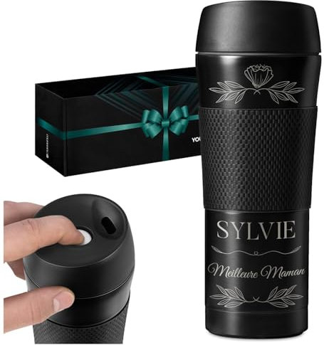 Maverton Bouteille Isotherme à personnaliser pour femme - Gourde réutilisable en inox pour fille - Mug thermos pour elle gravé - Tasse pour Café et Thé à emporter - pour anniversaire - meilleure maman