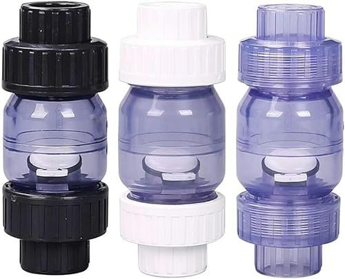 Rückschlagventil, transparentes Rückschlagventil, 25 mm 32 mm PVC-Wege-Rückschlagventil, Rohrverschraubung, Wasseranschluss für Gartenbewässerungsaquarium (Farbe: Grau, Größe: 32 mm) (Farbe: Kristall,