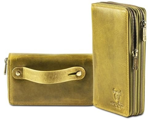 MATADOR Geldbörse Damen Grün #Madrid mit Edle Geschenk Box, Eleganter Geldbeutel Leder mit RFID Wallet, Luxus Damen Geschenk mit Viele Kartenfächer