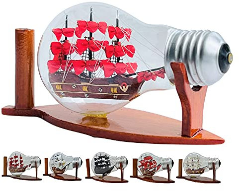 vinacreations Handmade HMS Victory Ship in a Bottle Glass Nautical Decoration Historical Warship Boat Miniature Model for Christmas Home Decor Tabletop Collection LAMP-111-NEW