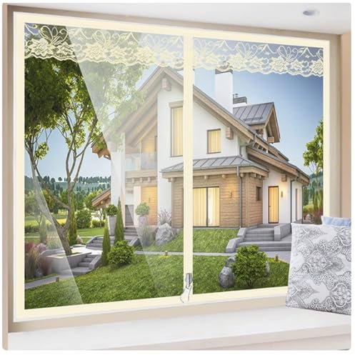 Fenster Isolierfolie Thermo Cover Transparente Isolierfolie Fenster Kälteschutzfolie Fenster mit Selbstklebend,Wärmeschutzfolie,DIY Thermofolie Fenster für Fenstern (90x125cm)