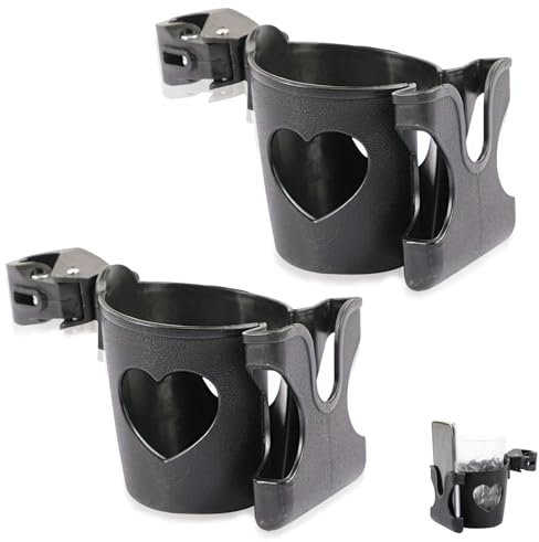 Cup Holder for Pram With Phone Storage Box - Universal Coffee Cup Holder Accessory for Pushchair, Stroller, Buggy and Bike - 2Pcs