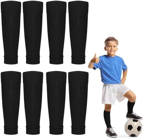 4 Pairs Football Sock Sleeves, Shin Pad Sleeves, Team Leg Sock Sleeves Fits Over Shin Pads, For Football Games Beginner