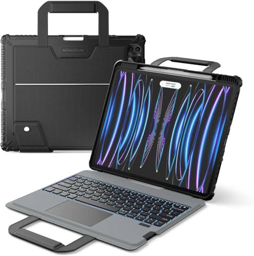 Nillkin Bumper Go Keyboard - Funda de Piel sintética diseñada para Apple iPad Air 13 2024/Pro 12.9 2020/2021/2022, Soporte para bolígrafo, Teclado extraíble, a Prueba de Golpes, Soporte, Cubierta