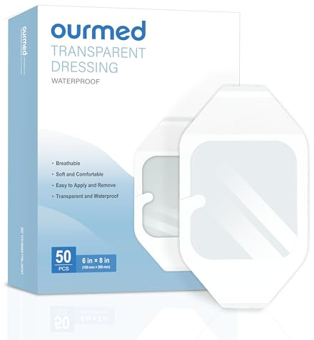 Pansement film transparent, lot de 50, pansements adhésifs transparents et imperméables, 15 × 20 cm, pansement de protection des plaies pour la douche après une intervention chirurgicale