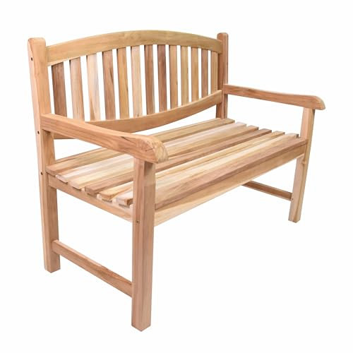Divero 2-Sitzer Gartenbank Bradford –aus Teakholz, unbehandelt – Farbe: Natur-Braun