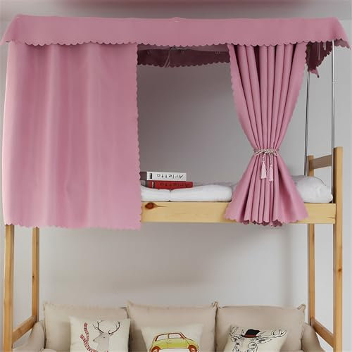 FANSU Etagenbett Vorhang, Volltonfarbe Bettvorhang Hochbett Etagenbett Blackout Staubdicht Privatsphäre Bett Vorhang Vorhänge Moskitonetz für Schlafzimmer Kinderzimmer (Rosa,2x1.2m-1pc)