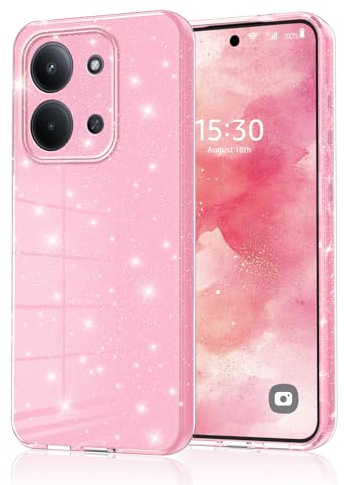 Eherui Handyhülle für Xiaomi Redmi 15C 5G/4G Glitzer, Silikon TPU Anti-Fingerabdruck Hülle,Stoßfeste Schutz Case Dünn und Kratzfest Schutzhülle für Redmi 15C 5G/4G,Rosa