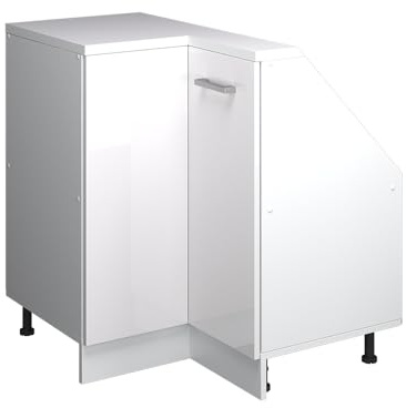 Vicco Mobile cucina angolare per sottotetto R-Line, Bianco lucido, 75.6 cm con 1 porta