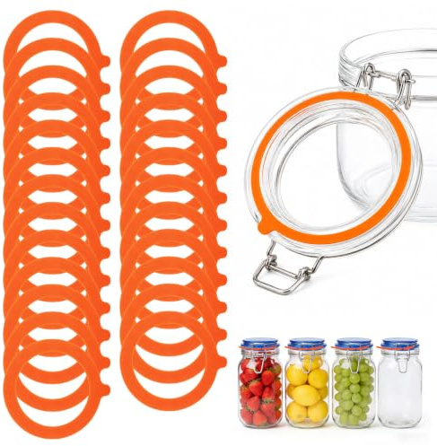 25 Stück Silikon Einkochringe - Gummiringe für Einmachgläser, Einmachgummis 70mm x 95mm, Gummiringe für Weckgläser, Auslaufsicher Dichtungsringen, Weckringe für Bügelgläser Dichtringe Einweckgläser