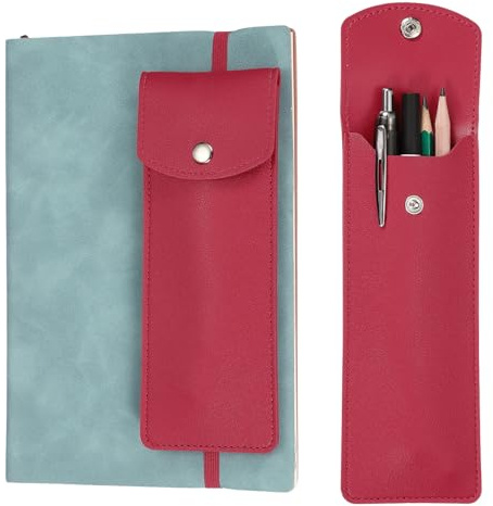 PATIKIL Elastic Band Pen Holder, Adjustable Leather Pen Sleeve, Fuchsia | Pouch for Notebook Journal Planner Tablet Office Classroom