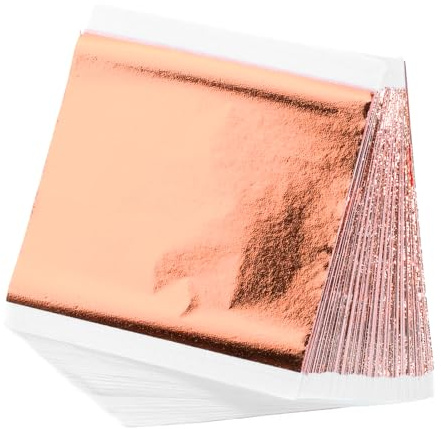 Apausvcm 100 Blatt Blattkupfer Imitation Blattrosegold Acrylmalerei Blattroségold zum Basteln Roségoldfolie zum Basteln Roségold Folie für Nägel Vergoldung Handwerk Kunstprojekt Malen Deko